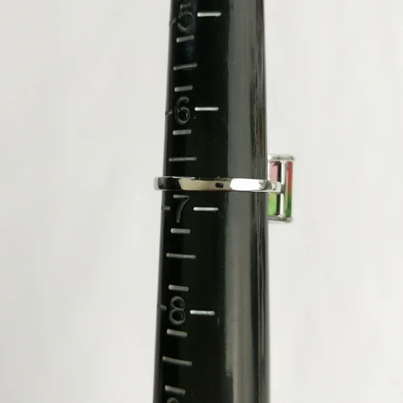 Watermelon Tourmaline Ring Sterling Silver size 6.75 🆕 - Picture 5 of 8